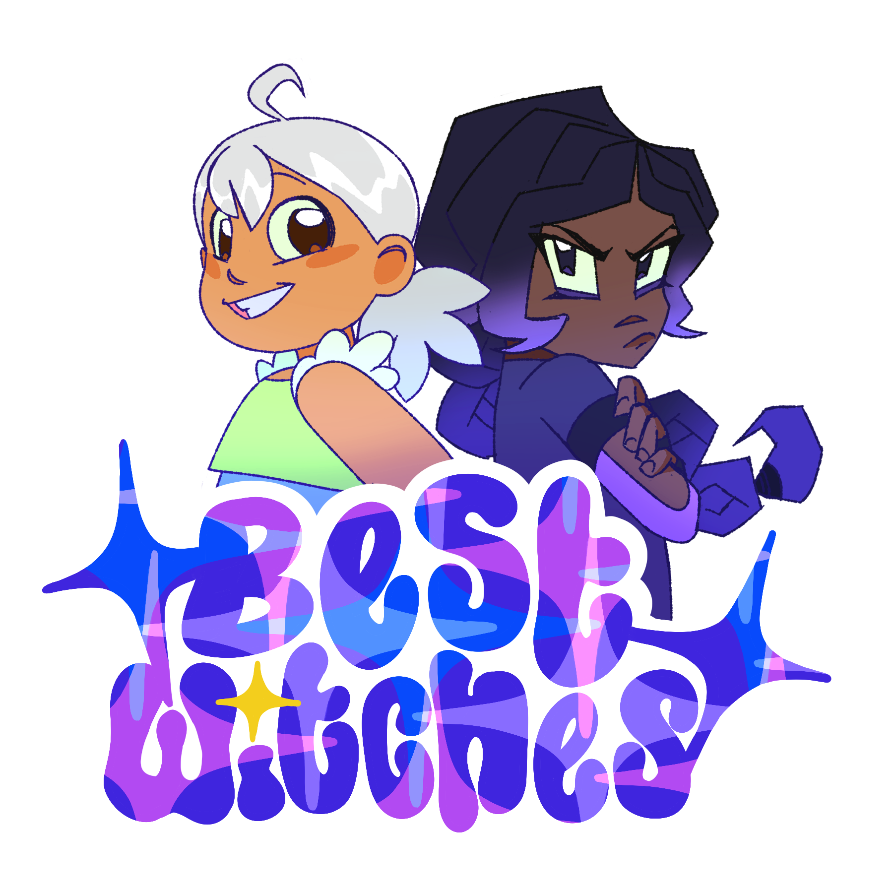 The Best Witches Logo in Blue Purple with Sparkles